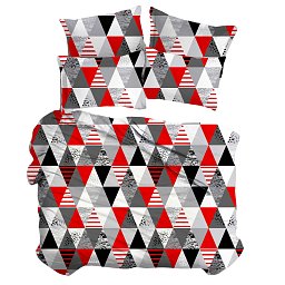 Obrázek pro produkt Mikroplyšové kombinované povleční Červené trojúhelníky 140X200 70X90